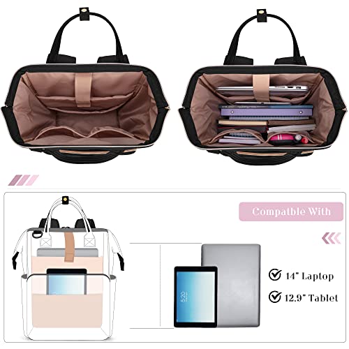 Fasrom Teacher Backpack for Work Women Teacher Supplies, Nurse Bag Backpack with Laptop Sleeve for Nursing Student Essentials (Empty Bag Only), Black2