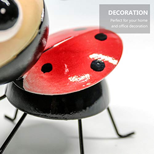 Insect Metal Ladybug Outdoor Decor Figurine Iron Art Standing Cartoon Ladybug Model Statue Photo Prop Desktop Decorative Ornaments For Garden Patio Lawn Outdoor Wall Art Ladybug Large Metal Yard #TOP1