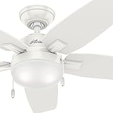 Hunter Fan 46 inch Contemporary Ceiling Fan with LED Light Kit in Fresh White, 5-Blade (Renewed)