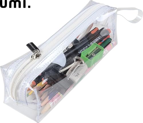 Image of Amazon Brand - Umi Clear Pencil Pouch PVC Large Pencil Case Zippered Waterproof Stationery Pouch for Students Yellow,Pencil Case,Office Supplies (Transparent)