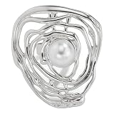 HENYGEN Anelli in lega leggera con perle irregolari regolabili gioielli di personalità per feste e uso quotidiano gioielli dichiarazione, Disk pearls, come descritto, come descritto