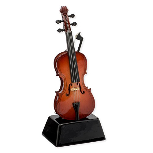Broadway Gift Cello Miniature Musical Instrument Decorative Figurine on Pedestal Stand, 5 Inch