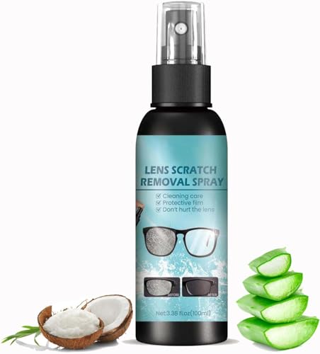 Spray limpiador de lentes, limpiador de gafas antirayas para gafas de sol Lentes de cámara y pantallas Seguro para superficies recubiertas Kit de eliminación y limpieza de arañazos (1Piezas)