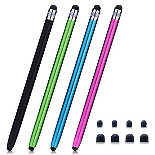 Stylus Pens for Touch Screens, Briout 4 Pack 2 in 1 Touch Screen Stylus Pens with 8 Extra Replaceable Tips for iPad iPhone Tablets Samsung Galaxy All Universal Touch Screens Devices