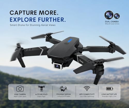 Image of 4K HD Camera Foldable dRoNe Toy with APP Control, Air Pressure Altitude Hold, 360 Roll & Long Life Battery | WiFi FPV RC Quadcopter for Kids & Beginners