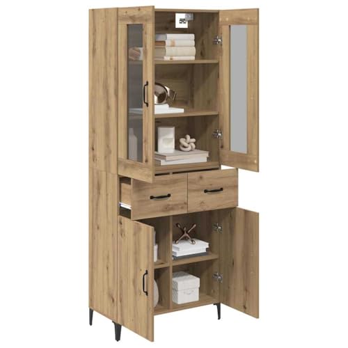 Mueble alto de roble Artisan 69,5x34x180 cm con cajón para salón y pasillo 4