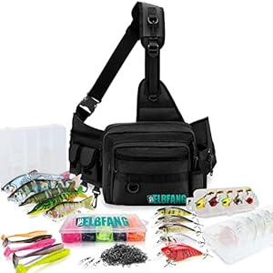 ELBFANG© Sac de pêche rempli de boîtes de pêche | Plein de leurres en caoutchouc wobbler | Accessoires de pêche pour…