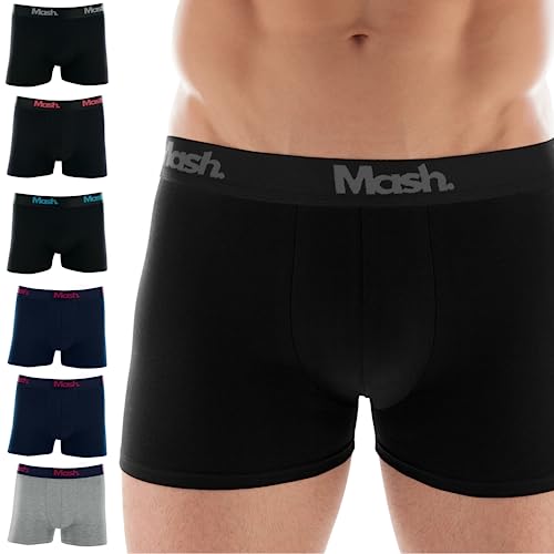 Kit 6 Cuecas Boxer Cotton Mash Elástico Exclusivo Masculino Adulto | 3 Preto - 2 Marinho - 1 Cinza M
