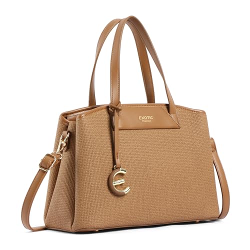 Image of EXOTIC Evara Structured Satchel Handbags with Adjustable & Detachable Strap | Textured Finish | Multi-Compartment | Premium Everyday Carry
