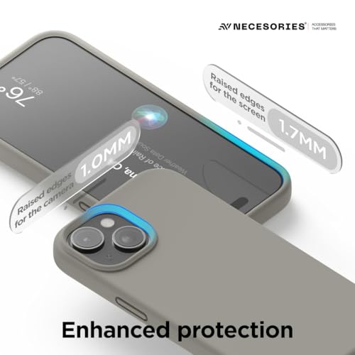 Image of Liquid Silicone Case Compatible for iPhone 13 Grey | Slim Back Cover | Soft Touch Bumper | Shockproof Drop Protection | Microfiber Cloth Inside | Sleek Solid Design