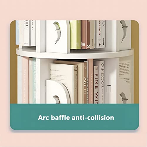 Recezsyp Rotating Bookshelf, 4 Tier Wooden Revolving Storage Rack Stackable Shelves Bookshelf Organizer For Home Office Living Room Study (White) #TOP5