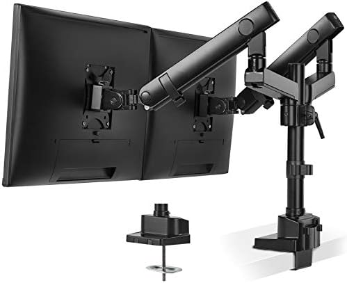 PUTORSEN® PC Dual Monitor Arm - Aluminum Ergonomic Height-Assisted Full Motion Heavy Duty Double Arm Desktop Clamp Mount for 1732 Screens Adjustable Tilt Swivel VESA 75 to 100mm Weight up to 8kg
