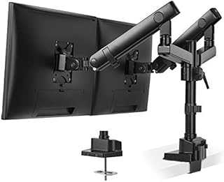 PUTORSEN® PC Dual Monitor Arm - Aluminum Ergonomic Height-Assisted Full Motion Heavy Duty Double Arm Desktop Clamp Mount for 1732 Screens Adjustable Tilt Swivel VESA 75 to 100mm Weight up to 8kg