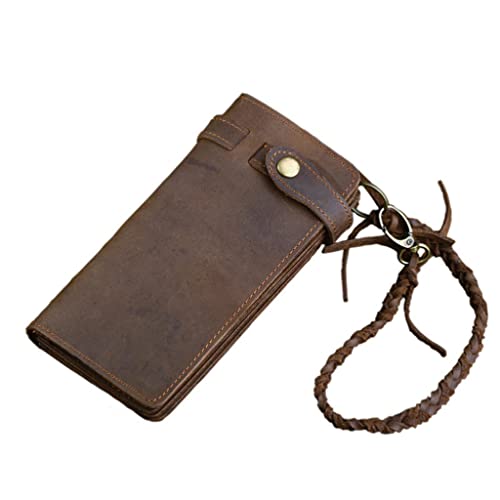 Billeteras largas y delgadas, billetera plegable larga de cuero genuino Cover