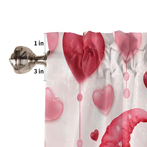 Alageo Valentines Valances Windows Curtain Pink Gnomes Kitchen Valances Rod Pocket Love Heart Balloon Window Curtain Short Topper Curtains For Valentines Decor Wedding Party 1 Panel,54 By 18 Inches #TOP6
