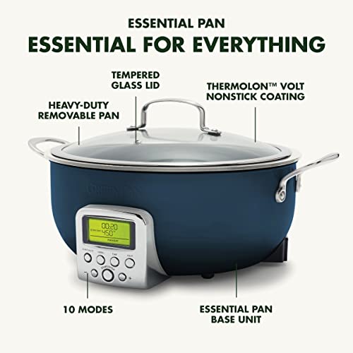 GreenPan Elite Essential Smart Electric - Padella elettrica da 6 qt, preimpostata per scottare, saltare, friggere e cuocere il riso, in ceramica sana antiaderente e lavabile in lavastoviglie, display - immagine 4