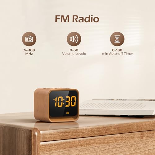 Reacher FM Radio Alarm Clock with White Noise Machine, Digital Dimmable Display, 9 Alarm Tones, 7 Colors Nightlight, Soothing Sounds, Sleep Timer, Snooze, Mains Powered for Bedside - Image 2