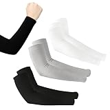 Vmoomax Manguitos unisex con protección UV, 3 pares de mangas de compresión transpirables para hombres y mujeres, calentadores de brazos elásticos para deportes al aire libre, ciclismo, baloncesto