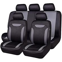 CAR PASS 3D Air Mesh in Cloth Leather Grain Breathable Car Seat Covers Full Set, Universal Compatible Fit 95% Car,SUV,Truck,Sedan,Van,Automotive, 3zipper Rear Bench Armrest Airbag Sports, Black Gray
