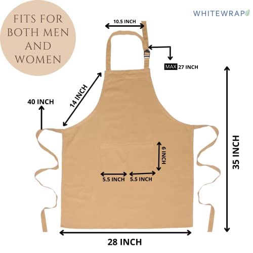Whitewrap Bib Apron With 2 Pockets | 2-Pack | 35”X28” With Adjustable Neck | Brown | Unisex Apron Long Ties | Commercial Apron For Cooking, Chef And Restaurant| Kitchen Bbq Painting #TOP1
