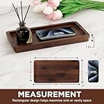 Bathroom Vanity Tray 11.8x5.9in of Acacia Wood - Elegant Organizer for Cosmetics, Jewelry, Perfume, Candle, Key - Premium Wood Tray for Bathroom, Kitchen, Countertop, Toilet Tank, Sink (Dark Brown) - Image 2