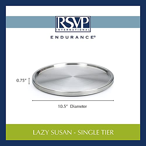 Rsvp International Turntable Lazy Susan, Stainless Steel, 10.75" | Handy In Cabinet, Refrigerator Or On Counters | Organize Spices, Canned Foods, Pots, Pans, Dinnerware, 10.75 Inch #TOP5