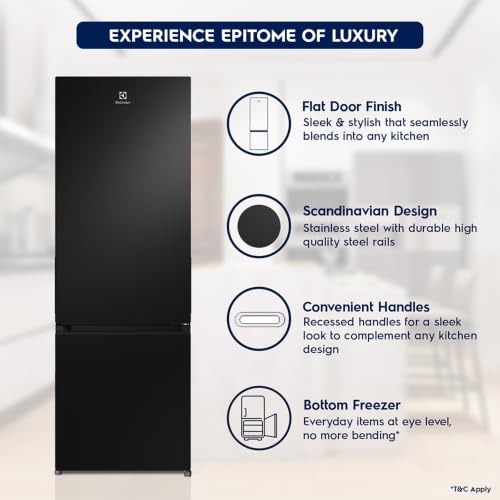 Image of Electrolux 335L 1 Star Double Door Refrigerator with AI CoolAssist, Bottom Mount Freezer, GreenZone Technology, Cooling 360, Inverter, Frost Free, UltimateTaste 700, EBM3402L-B, Charcoal Black