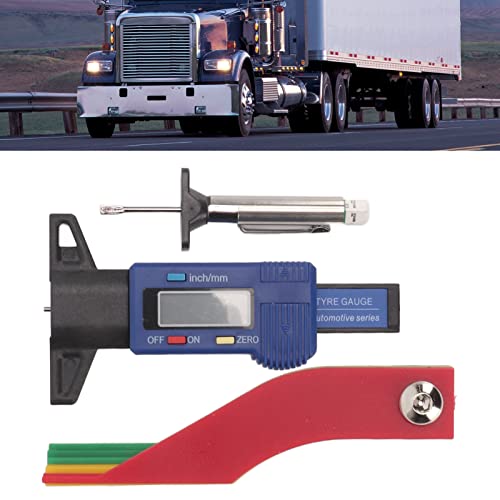 Medidor de profundidade do piso do pneu Aramox, medidor digital do piso do pneu com código de cores