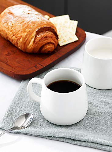 Porcelain Coffee Mugs Set Of 4-12 Ounce Cups With Handle For Hot Or Cold Drinks Like Cocoa, Milk, Tea Or Water - Smooth Ceramic With Modern Design, White #TOP6