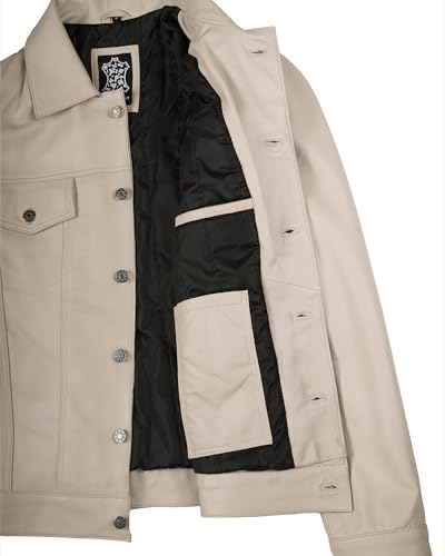 Image of Blingsoul Men's Leather Jacket - Real Full-Grain Lambskin Trucker Jacket for Men