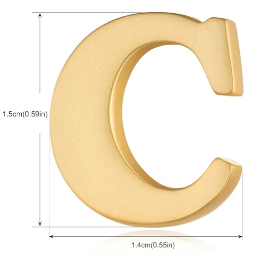 Image of HONEY BEAR Mens Womens Initial Alphabet Letter Lapel Pins Collar Badge Brooches for Business Wedding Graduation Gift Matte Gold 0.59 inches