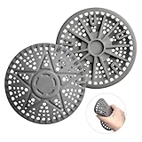Kit Di 2 Filtri Di Scarico in Silicone, Copri Scarico Doccia Grigio, Filtro Doccia Capelli per Raccogli Capelli Doccia, Lavandino E Cucina, Filtro Scarico Doccia Anti-Bloccaggio