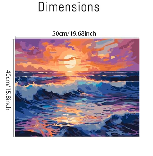 Image of Clendo Beach Paint by Numbers Kit for Adults Beginner, Colorful Seaside Painting by Number on Canvas, DIY Acrylic Sunset Adult Paint by Number Kits for Home Decor Gift 16x20 Inch