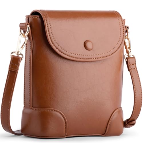 CHARINUT Crossbody Bags for Girl, Small Shoulder Purse, Vegan Leather Cross Body Purse, Cute Shoulder Bag for Teenage Girl(Brown)