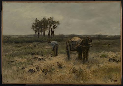 MHFFDYIV Pinturas Famosas Impresiones de Lienzo Lienzo Imagen Cavando o el carro de Anton Mauve para la Decoración de la Sala de Estar 60x90cm