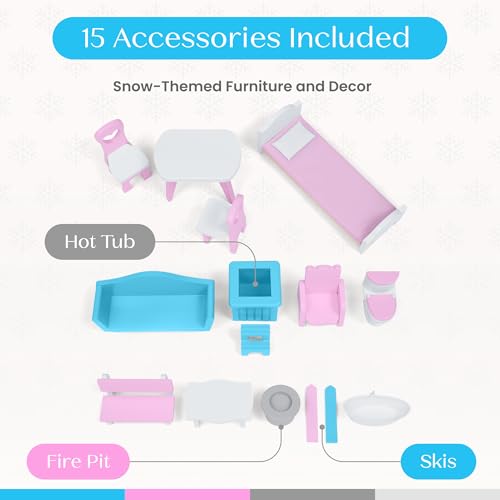 Delta Children Ski Chalet A-Frame Dollhouse - Includes 15 Accessories - Fits 12-inch Dolls - Pretend Play Dream Gift for Ages 3+ - image 3