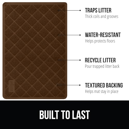 Image of Gorilla Grip Durable Cat Litter Mat (24x17), No Phthalate, Water Resistant, Traps Litter from Box and Cats, Scatter Control, Soft on Kitty Paws, Easy Clean Cat Mat (Brown)