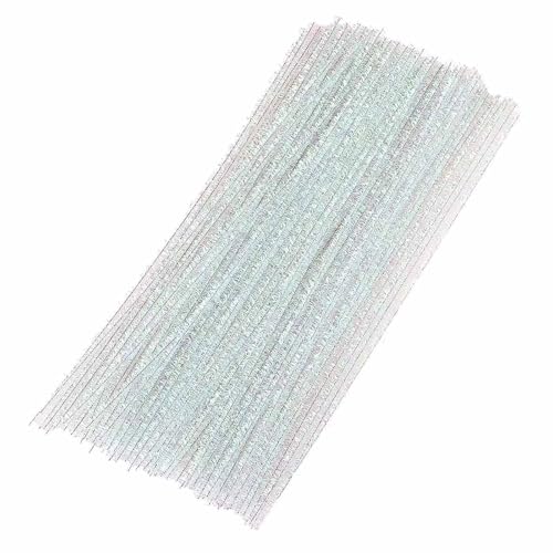 100 PCS flash tube cleaner 6mm wide designed for the process; This 30cm long white glitter craft vacuum cleaner is perfect for making DIY crafts and handmade decorations for kids