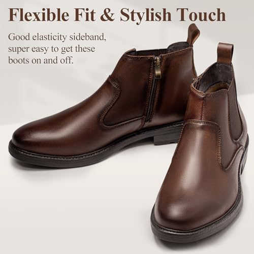Image of OKKO Mens Chelsea Boots Genuine Leather Dress Boots for Men Classic Stylish Casual Slip On Ankle Boot for Men
