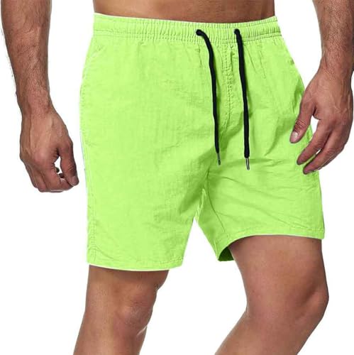 Sinzelimin Men Beach Shorts Fashion Solid Color Quick-Drying Sport Fitness Short Sweatpant Lace up Elastic Waist Swim Trunks3