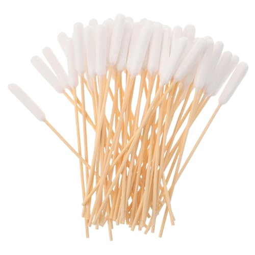 PENIKOKO 100個入り長綿棒ペット用犬猫耳掃除用ウッドスティック付き大綿頭