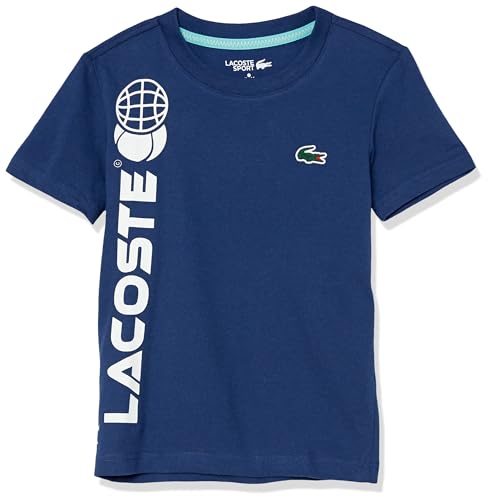 Lacoste Boys' Short Sleeve Tennis Graphic T-Shirt, Methylene, 10 Years