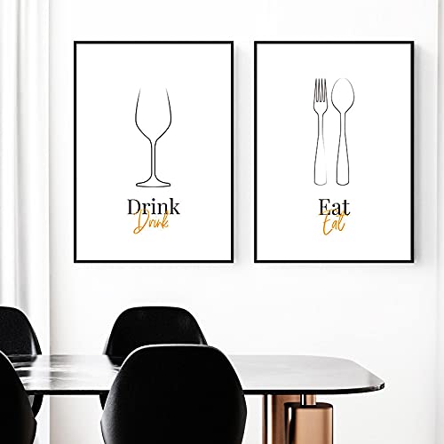 Minimaliste abstrait fourchette ustensiles de cuisine peinture