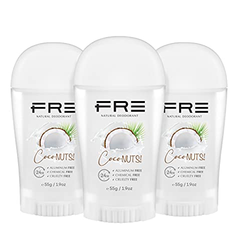 FR3 Pure Deodorant for Ladies and Males – Aluminum Free, Chemical Free, Cruelty Free, Paraben Free, and Vegan -24 hour Safety for All-Day Confidence – Made within the USA – CocoNuts (3 pack)