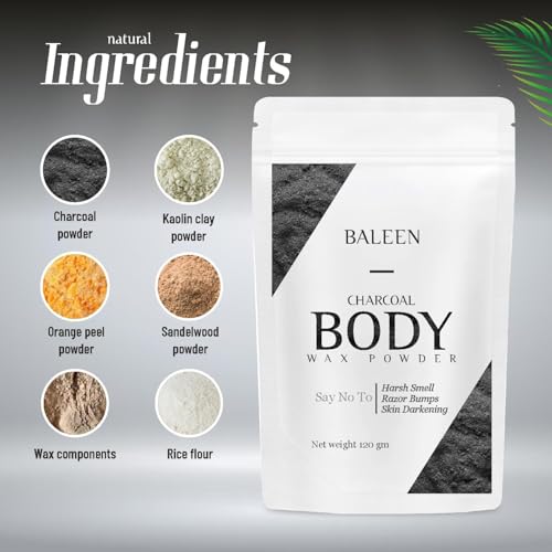 Image of BALEEN Bikini Wax Powder Women with Charcoal 120 Gm (Pack Of 6) | Painless Herbal Hair Removal Powder for women Bikini Area, Legs, Hands & Underarms with No Harmful Chemicals, No Irritation