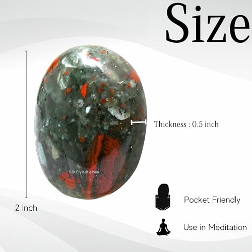 Image of Certified African Bloodstone Crystal Palm Pebbles Stones for Anxiety Stress Relief Massage - AAA Grade Original Healing Gemstone Agate Palm Stone for Yoga Meditation Spiritual Reiki Feng Shui