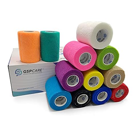 GSPCARE Self-adhesive bandage 7.5 cm x 4.5 m, 12 rolls of elastic cohesive bandage, animal bandage, self-adhesive, adhesive bandage for swelling of ankle sprains on the wrist Cover