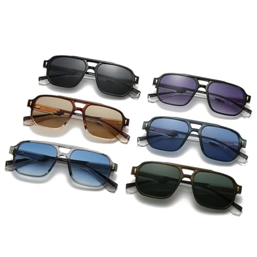 Lunettes de soleil rétro double pont mixtes bicolores noir et gris