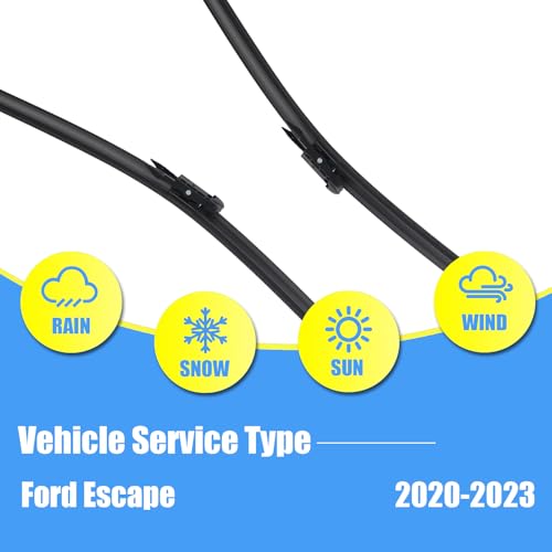 Image of Gavimnal Silicone Wiper Blades Replacement For Ford Escape 2020-2023 | 24 inch+20 inch Front & 11 inch Rear, All-Weather, Streak-Free, OE-fit, Quiet, Easy One-Click Install