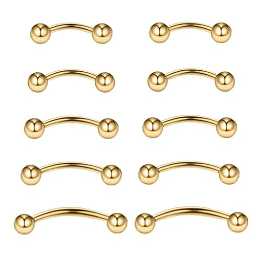 Gojewen 10 piezas Curva Barbells 16G Acero inoxidable 6mm 8mm 10mm 12mm 14mm Oro Ceja Piercing para la Labio Daith Rook Hélix Septo Puente Ombligo Piercing | Ya disponible en tu tienda friki favorita! En mundofriki.es!